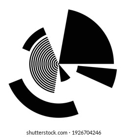Geometric segmented circle, ring. Abstract circular shape. Crosshair, GUI element