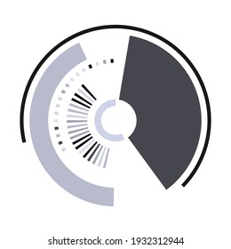 Geometric segmented circle, ring. Abstract circular shape. Crosshair, GUI element