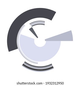 Geometric segmented circle, ring. Abstract circular shape. Crosshair, GUI element