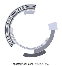 Geometric segmented circle, ring. Abstract circular shape. Crosshair, GUI element