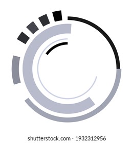 Geometric segmented circle, ring. Abstract circular shape. Crosshair, GUI element