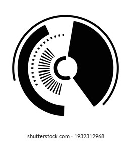 Geometric segmented circle, ring. Abstract circular shape. Crosshair, GUI element