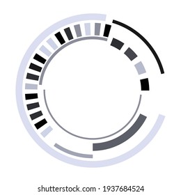 Geometric segmented circle, ring. Abstract circular shape. Crosshair, GUI element