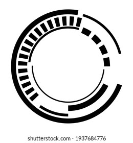 Geometric segmented circle, ring. Abstract circular shape. Crosshair, GUI element