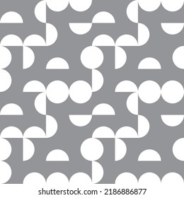 geometric semicircle circle background.abstract circle pattern.Circle and half circle pattern.Gray white abstract vector.Seamless pattern.Geometric pattern.geometric wrapping paper background