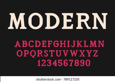 Geometric serif font Modern design letters and numbers Vector abc