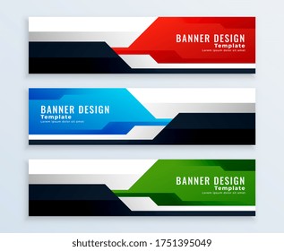 geometric set of banner designs in multicolors