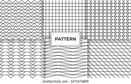 Geometric set of black and white abstract line pattern