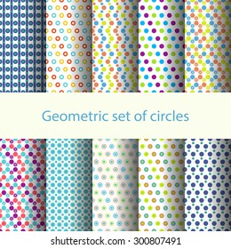 Geometric set of circles rainbow colors dots - vector illustration