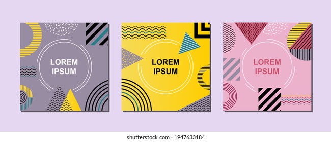 Geometric set memphis colorful vector background