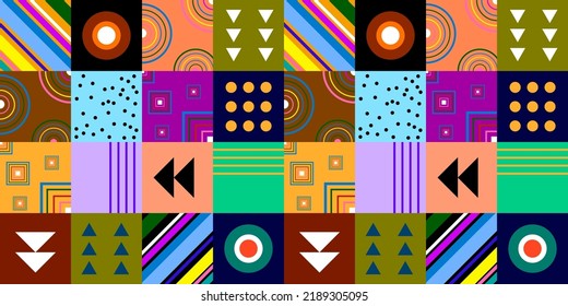 Conjunto geométrico de cubiertas retro. Colección de cosecha fresca. Composiciones abstractas de las formas. Vector