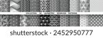 Geometric set of seamless black and white patterns. Simple vector graphics.