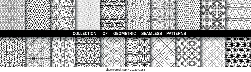 Conjunto geométrico de patrones blancos y negros sin soldadura. Gráficos vectoriales simples