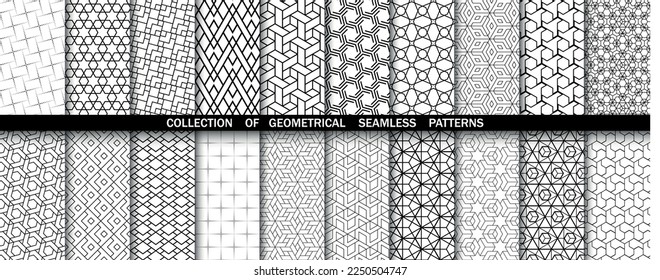 Geometric set of seamless black and white patterns. Simpless vector graphics