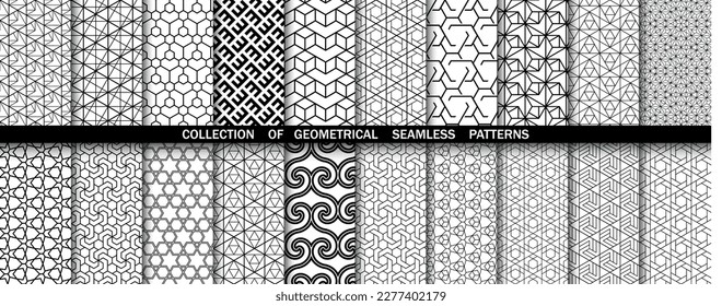 Geometric set of seamless black and white patterns. Simpless vector graphics