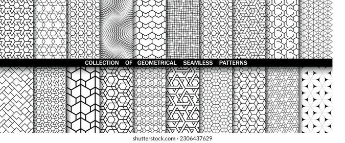 Conjunto geométrico de patrones blancos y negros sin soldadura. Gráficos vectoriales simples