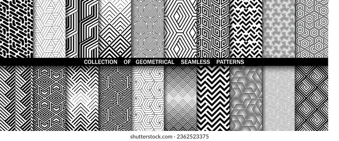 Geometric set of seamless black and white patterns. Simpless vector graphics