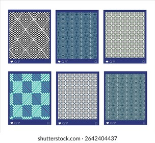 Geometric set of seamless black and white patterns. Simple vector graphics.	
