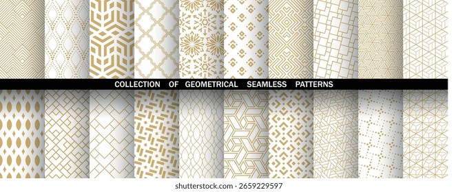 Geometric set of seamless black and white patterns. Simple vector graphics.
