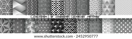 Geometric set of seamless black and white patterns. Simple vector graphics.