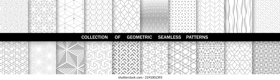 Geometric set of seamless gray and white patterns. Simpless vector graphics.