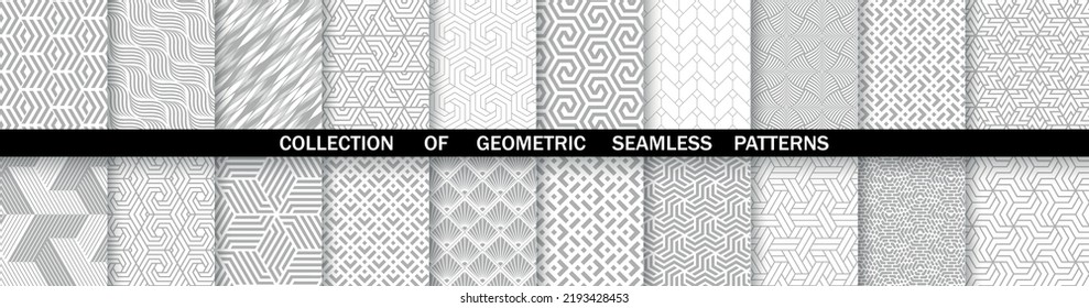 Geometric set of seamless gray and white patterns. Simpless vector graphics.