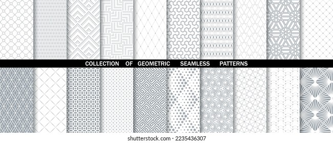 Geometric set of seamless gray and white patterns. Simpless vector graphics.
