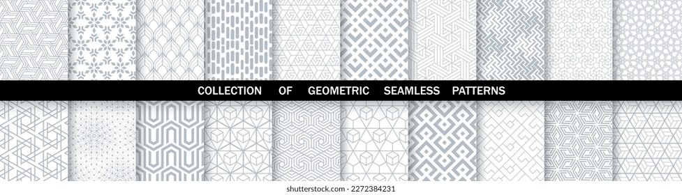 Geometric set of seamless gray and white patterns. Simpless vector graphics.