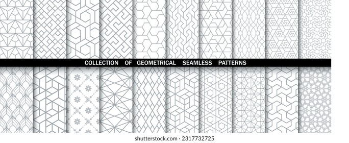 Geometric set of seamless gray and white patterns. Simpless vector graphics.