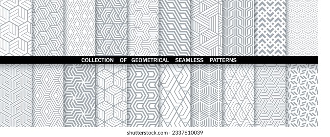 Geometric set of seamless gray and white patterns. Simpless vector graphics.