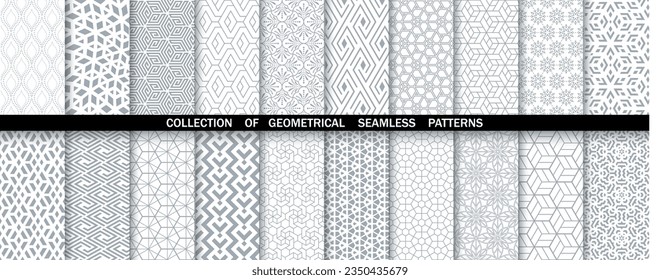 Geometric set of seamless gray and white patterns. Simpless vector graphics.