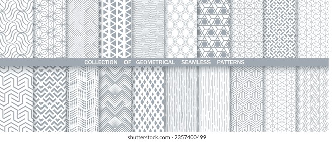 Geometric set of seamless gray and white patterns. Simpless vector graphics.