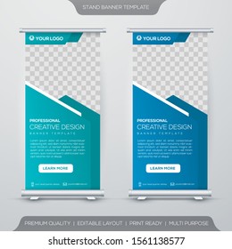 Geometric set of stand banner template design with minimalist concept
