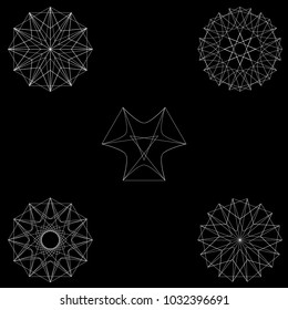 Geometric set stars and flowers for gifts and holidays pattern vector EPS10