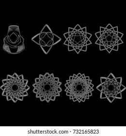 Geometric set stars and flowers for gifts and holidays pattern vector EPS10
