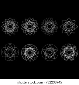 Geometric set stars and flowers for gifts and holidays pattern vector EPS10