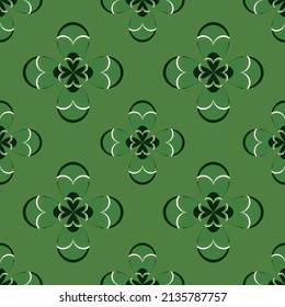 Geometric Shamrocks leaf seamless pattern background. Vector clover pattern for Saint Patrick's Day holiday design.