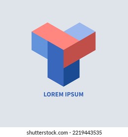 Geometric shape, 3d logo. Business icon. Digital geometric vector symbol