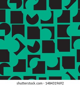 Geometric shape abstract art seamless pattern vector on green background