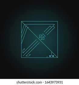 Geometric shape, abstract art vector deco frame. Hipster trendy line style 1920 design. Luxury cover graphic poster brochure design. Elegant sign and icon. Mystery tribal illustration art