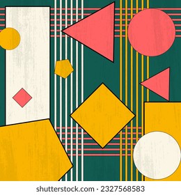 Geometric Shape Abstract Bold Vintage Grungy Texture Background Vector with Vintage Color Yellow. SSTKBold