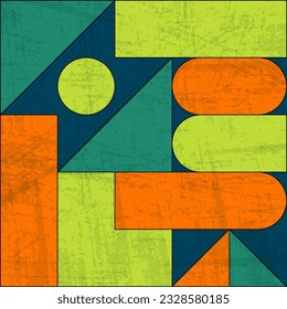 Geometric Shape Abstract Bold Vintage Grungy Texture Background Vector with Vintage Color Green Orange. SSTKBold