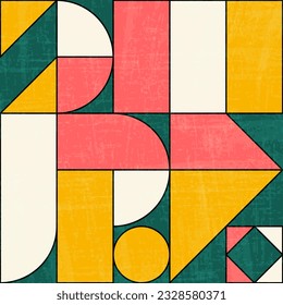 Forma geométrica Resumen Vector de fondo de textura gruesa vintage con blanco amarillo rojo vintage. SSTKBold