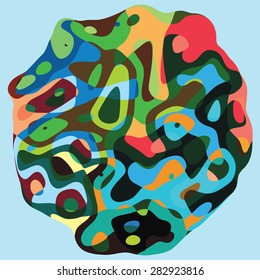 Geometric shape with abstract colourful wavy background for card template