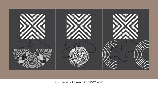 Forma geométrica y decoración abstracta de la pared del arte moderno