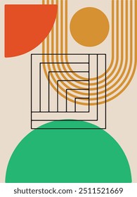 Forma geométrica y decoración abstracta de la pared del arte moderno