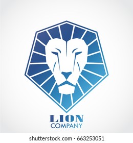geometric shape blue lion head logo