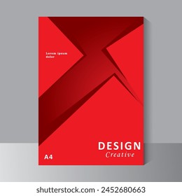 Geometric Shape Book Cover Design Template in A4. Brochure, Annual Report, Magazine,Poster, Business Presentation, Portfolio, Flyer, Banner, Website. red color
