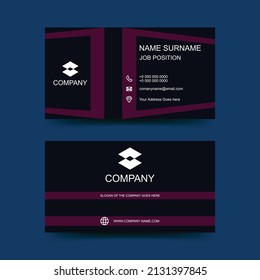 Geometric Shape Business Card Design Template With Purple