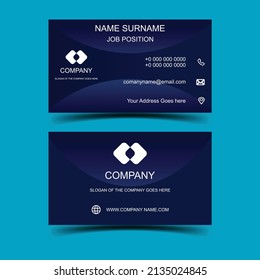 
Geometric Shape Business Card Design Template With Blue Color Background